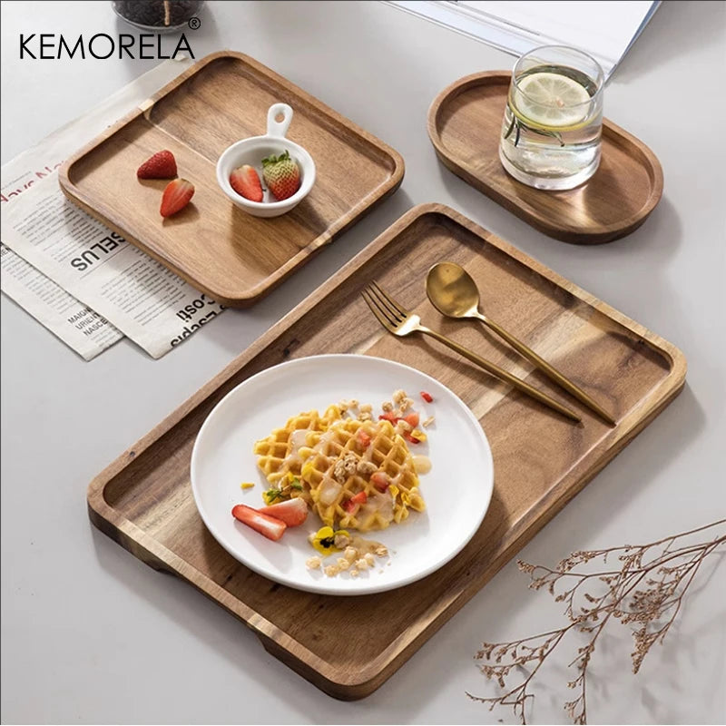 Acacia Wood Coffee & Tea Serving Tray | Gongfu Kitchen Tray Wood Serving Tray Axl