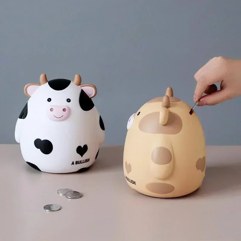 Cartoon Cow Piggy Bank – Resin Calf Coin Savings Box for Kids Kids Piggy Bank Axl