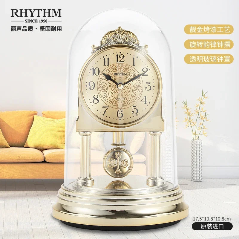 Luxury Gold Crystal Rotating Desktop Clock – Antique Decor Decorative Desk Clock Axl 17.5X10.8CM