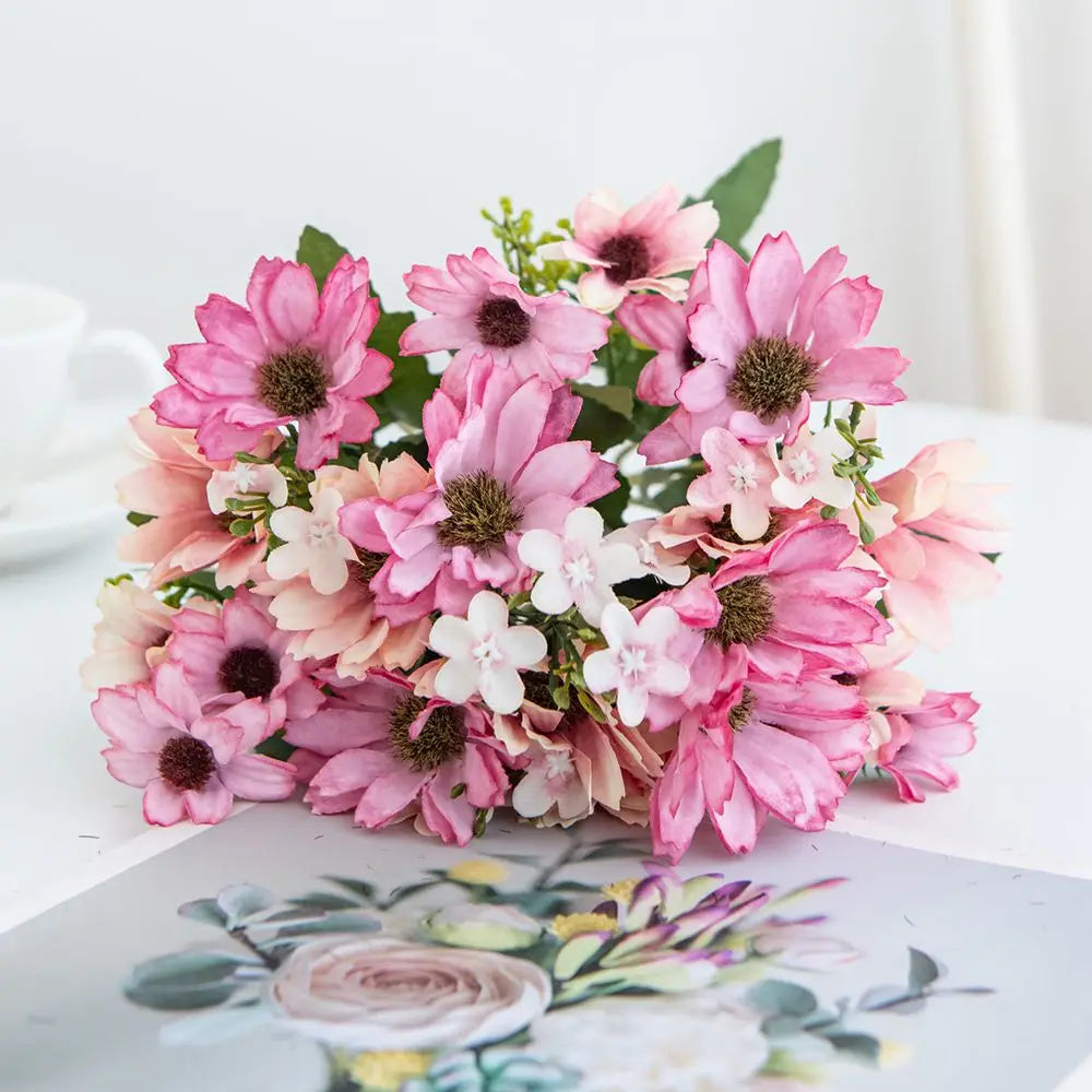 Silk Artificial Daisy Flowers – Wedding & Home Decor Bouquet Artificial Flower Bouquet Axl colour3 2pcs