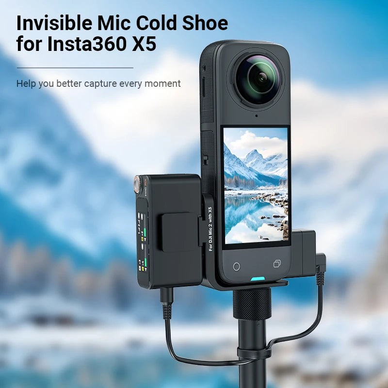 Cold Shoe Mount for Insta360 X5 & DJI Mic 2 Bracket Camera Mount Bracket Axl