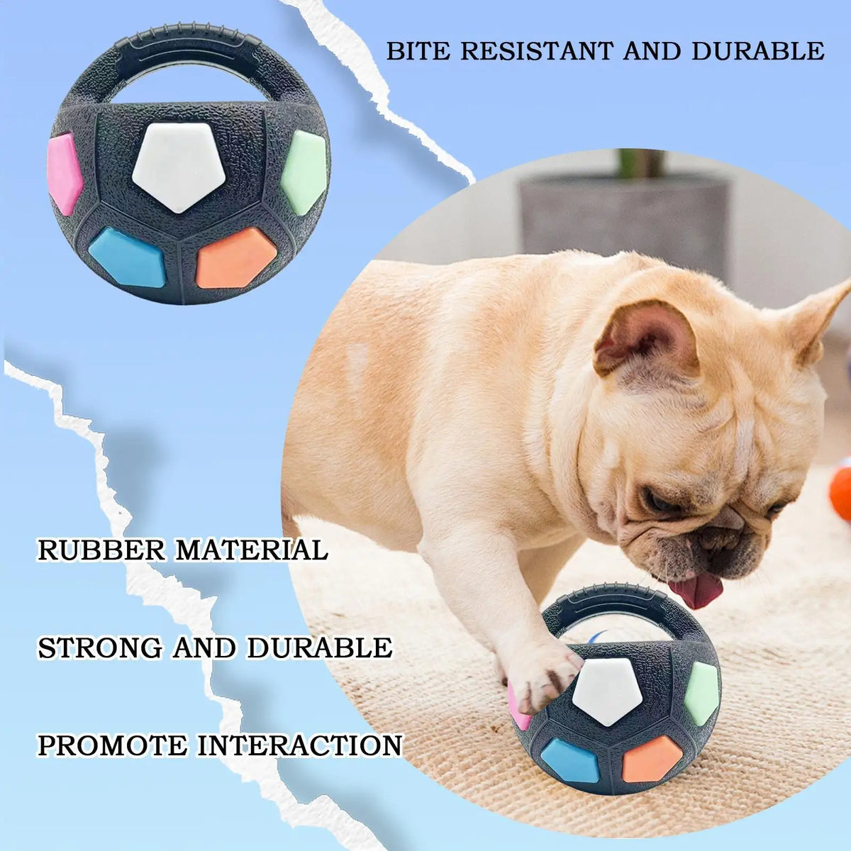 Squeaky Soccer Ball Dog Toy with Handle – Tug & Chew Dog Chew Toy Axl