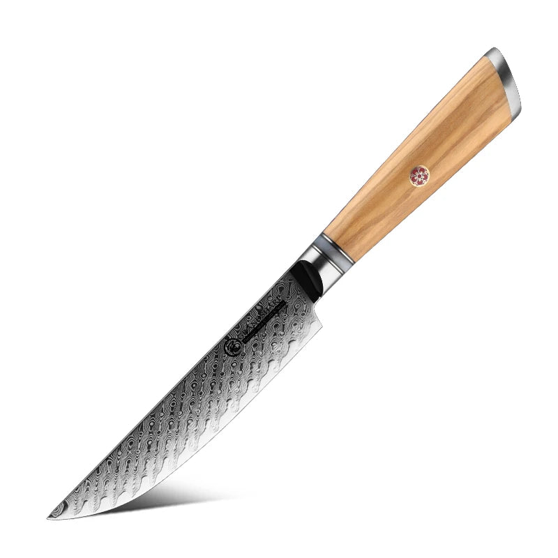 7-Piece Damascus Chef Knife Set – Japanese AUS-10 Olive Wood Kitchen Knife Set Axl steak knife