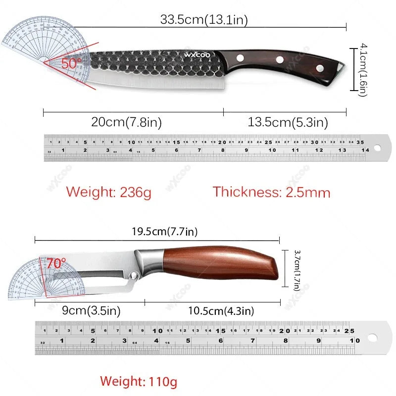 WXCOO Chef Knife & Peeler Set – Stainless Steel Wood Handle Chef Knife Set Axl