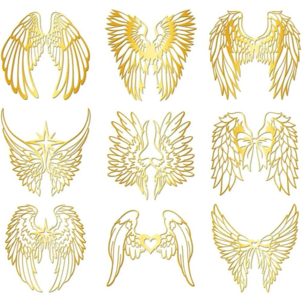 9-Piece Angel Wing Metal Stickers for Scrapbooks & DIY Crafts Craft Metal Stickers Axl