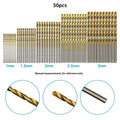 50-Pc Titanium Twist Drill Bit Set 1–3mm | Mini Wood Bits Twist Drill Bit Set Axl A-1set