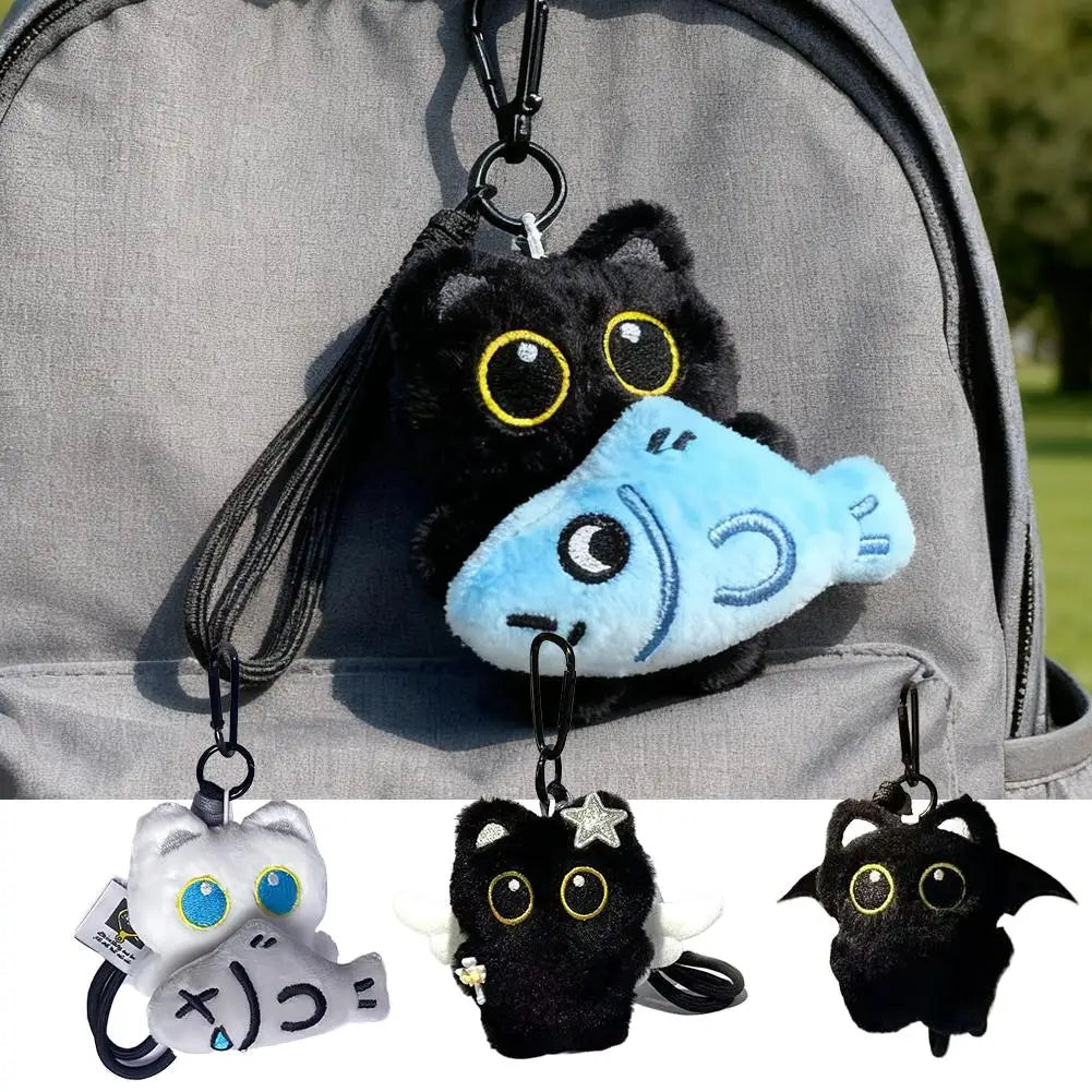 Plush Black Cat Keychain – Cute Bag Charm & Car Keyring Gift Plush Keychain Charm Axl