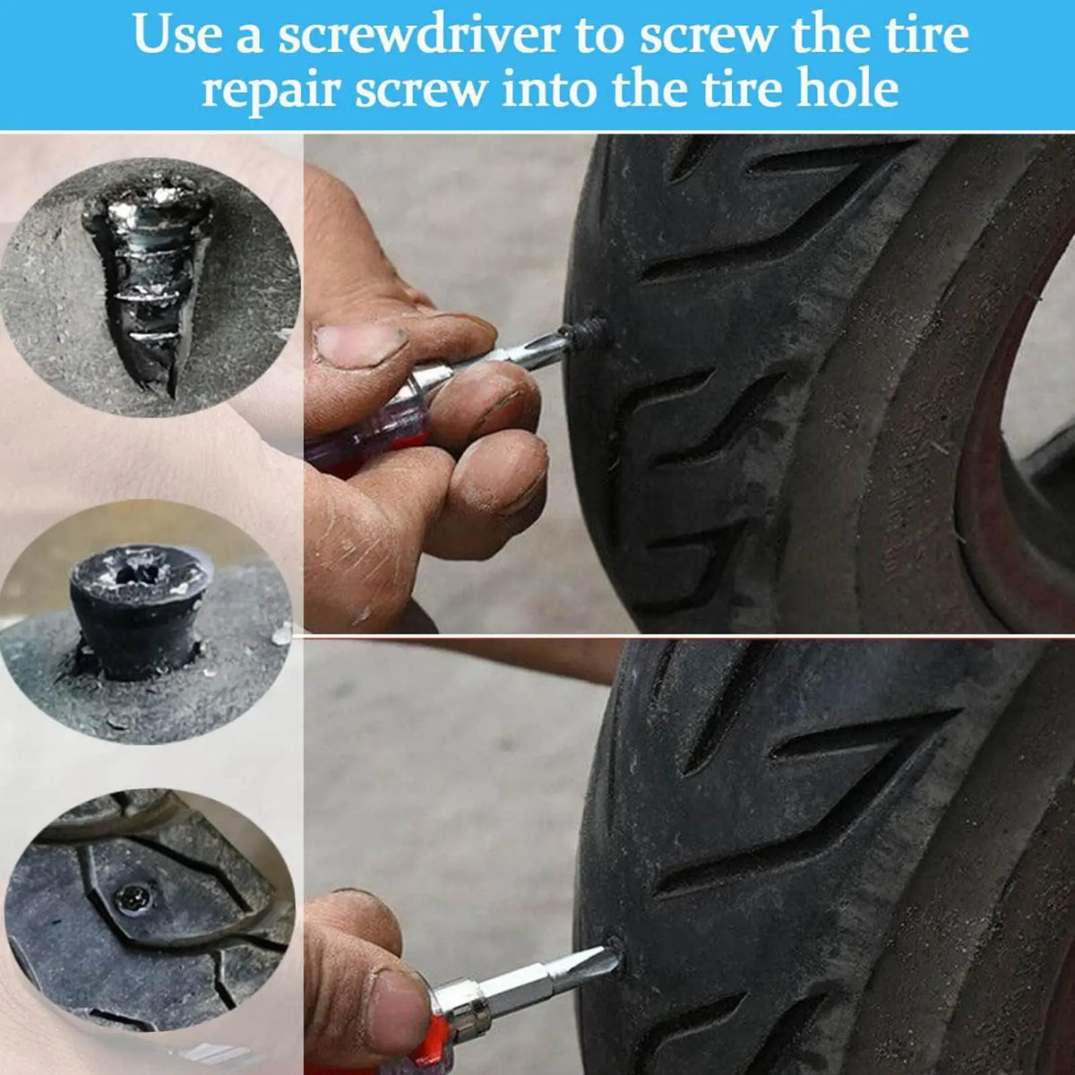 Rubber Tire Repair Plugs – Tubeless Puncture Fix Kit 10 Pc Tire Repair Kit Axl