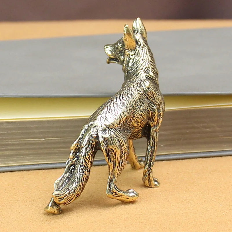 Vintage Brass German Shepherd Dog Statue Miniature Figurine Brass Animal Figurine Axl