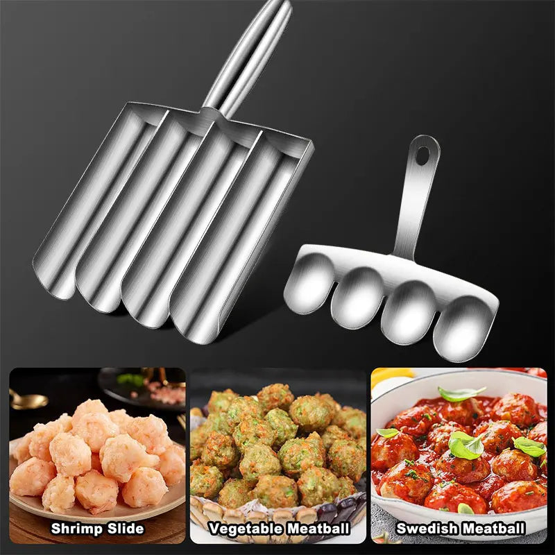 Stainless Steel Meatball Maker with Cutting Spade | 2/4 Scoop Meatball Maker Tool Axl