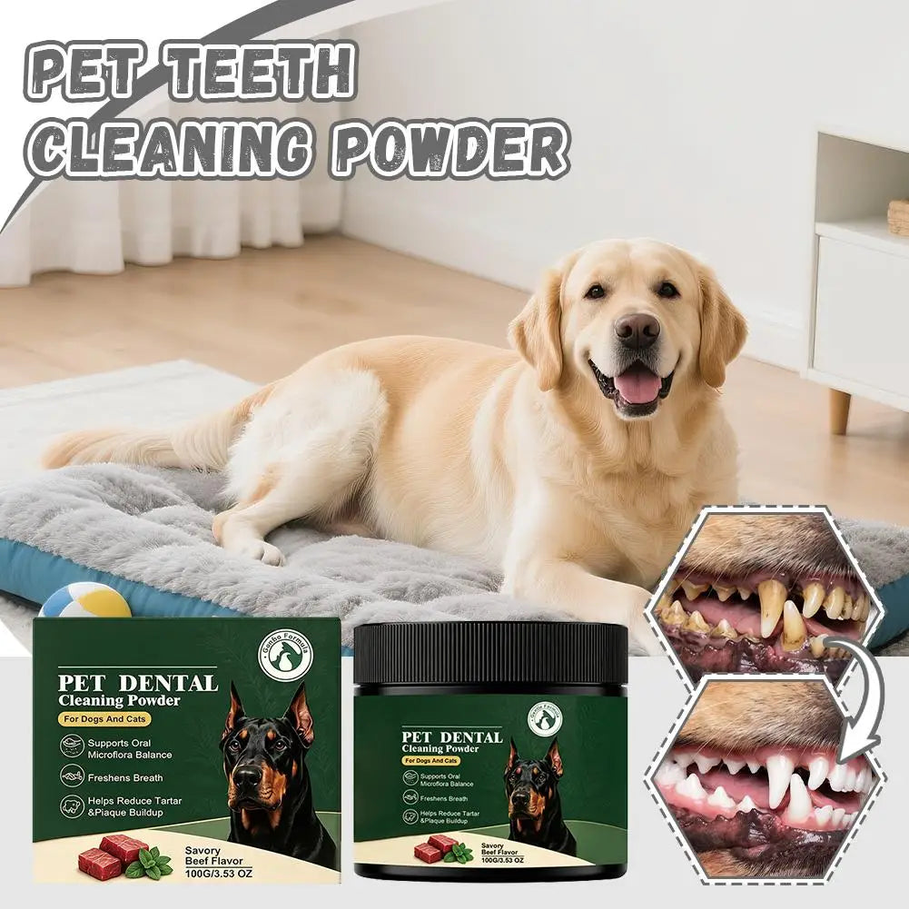 Pet Dental Powder for Dogs & Cats – Beef Flavor, 100g Pet Dental Powder Axl