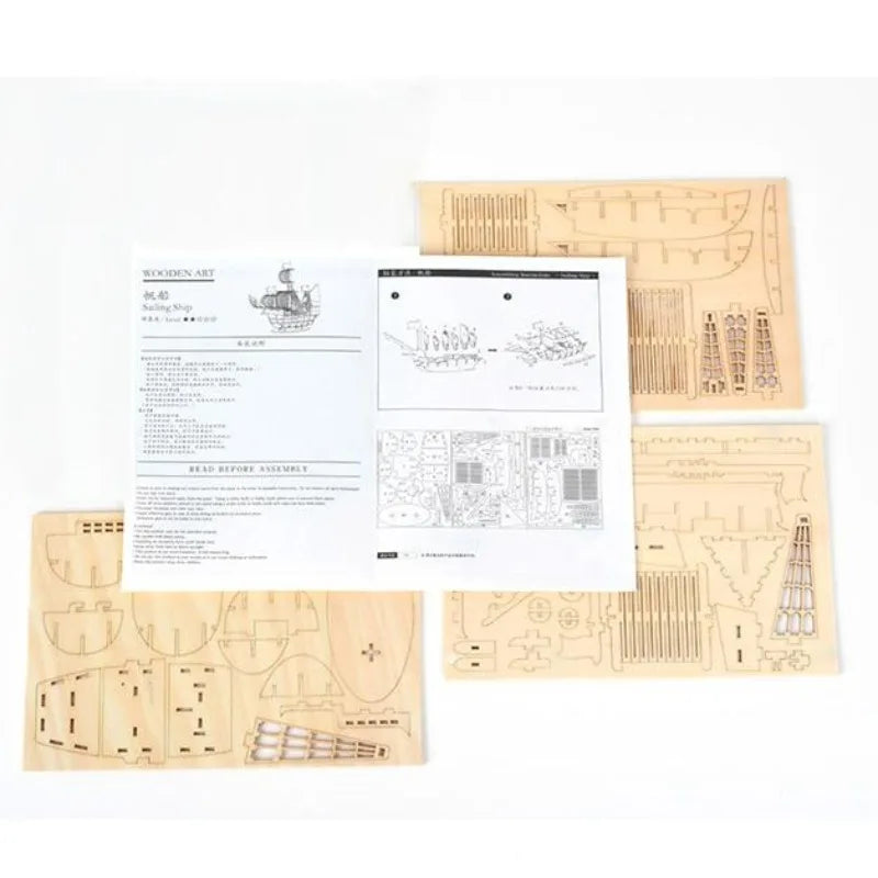 3D Sailboat Wooden Puzzle – DIY Assembly Model Kit Gift 3D Wooden Puzzle Axl
