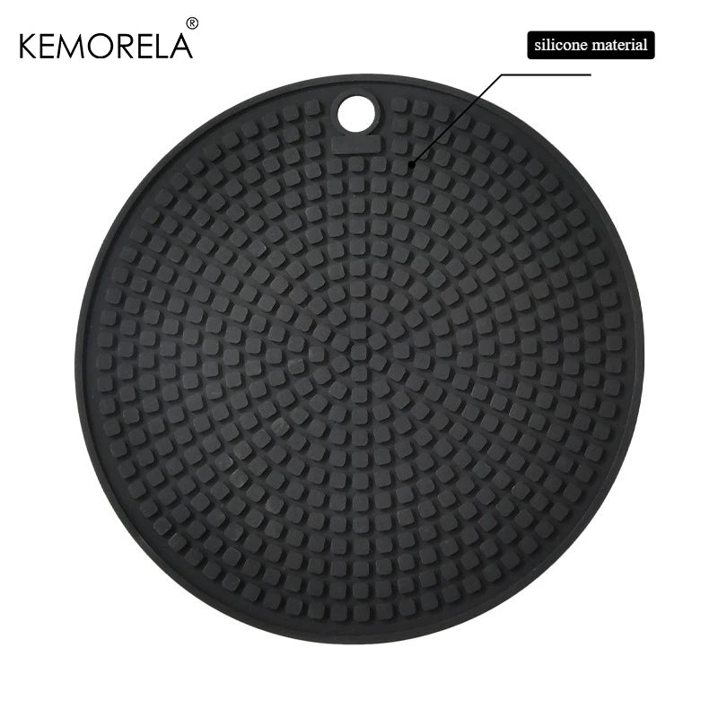 KEMORELA Silicone Honeycomb Round Mat – Coaster & Pot Pad Silicone Kitchen Mat Axl Black M