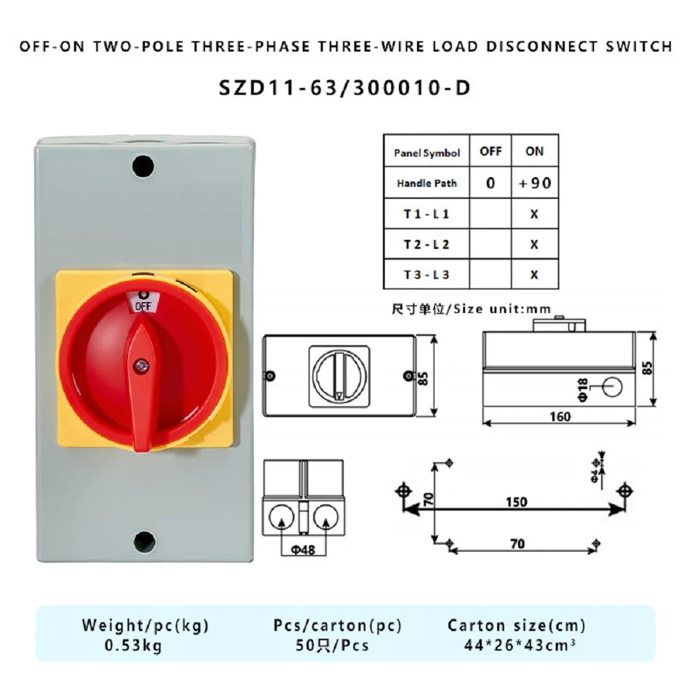 Three Phase Load Break Switch 63A 660V Industrial Isolator Load Break Switch Axl China Mainland