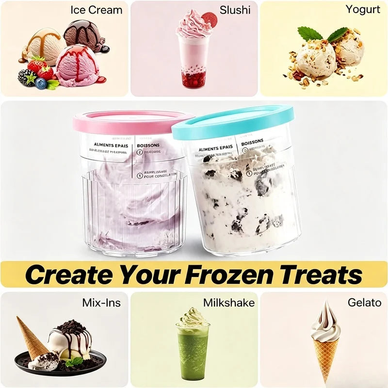 Replacement Pint Cups & Lids for Ninja Creami Deluxe NC500 NC501 Ice Cream Maker Accessories Axl