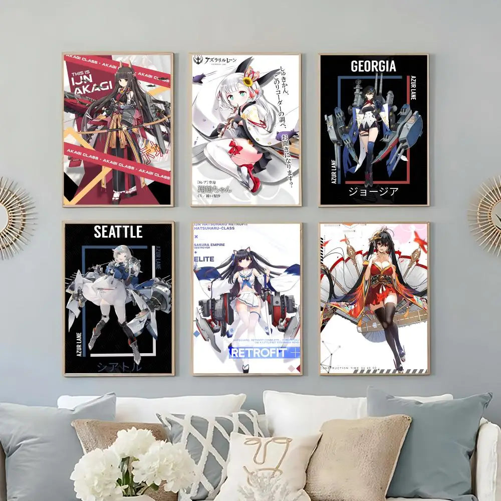 Azur Lane Anime Poster – HD Self-Adhesive Waterproof Wall Art Anime Wall Poster Axl