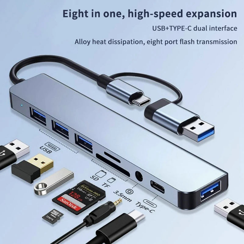 8-in-1 USB-C Hub – Audio Jack, TF Card Reader & More USB-C Hub Adapter Axl