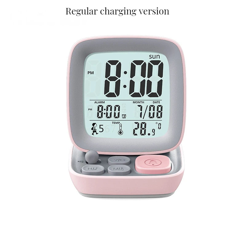 Kids Digital Alarm Clock – USB Charging & Night Light Digital Alarm Clock Axl Pink