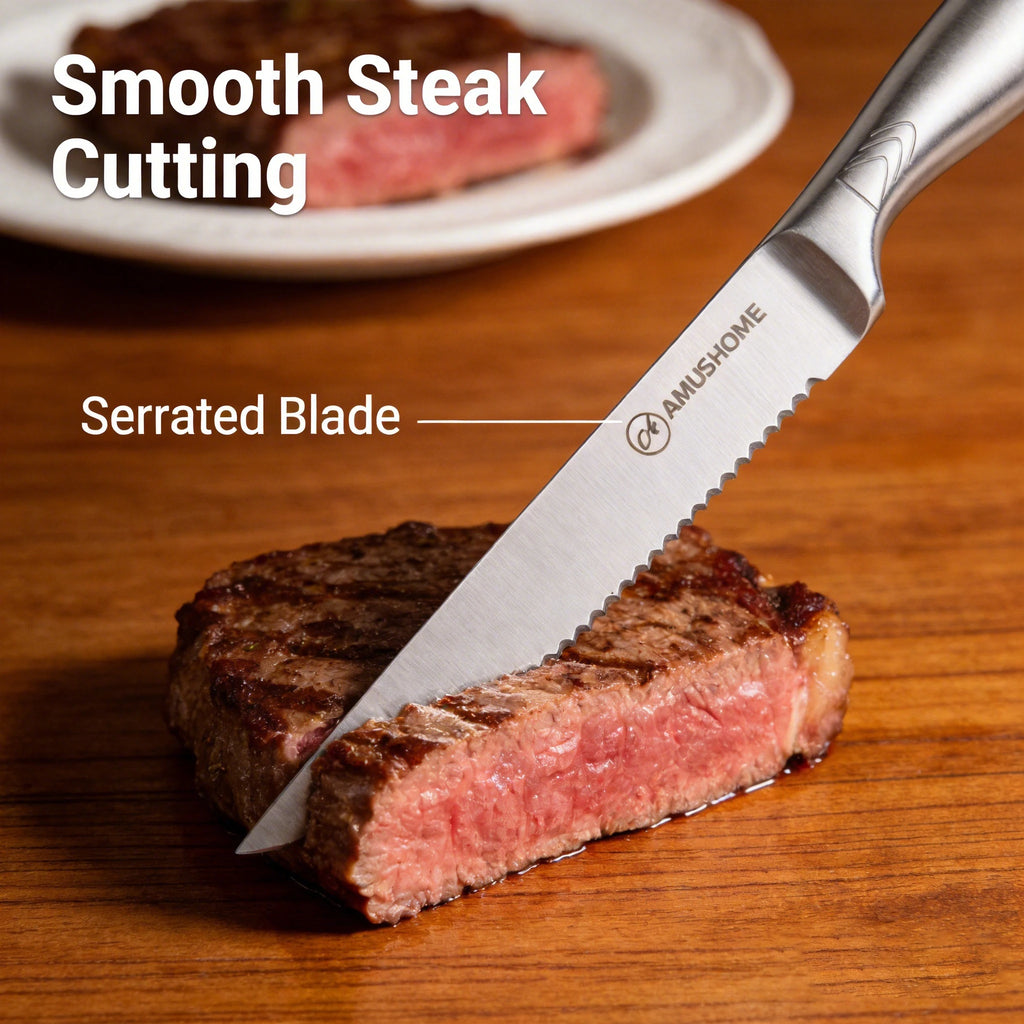 Stainless Steel Steak Knife Set – Serrated Blade 1/4/6/8 Piece Steak Knife Set Axl