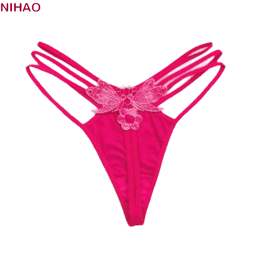 Women's Lace Butterfly Thong – Low Rise Nylon T-Back Panties Thong Panties Axl
