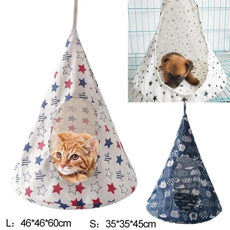Hanging Cat Hammock Bed – Linen Cage Basket S/L Size Cat Hammock Bed Axl