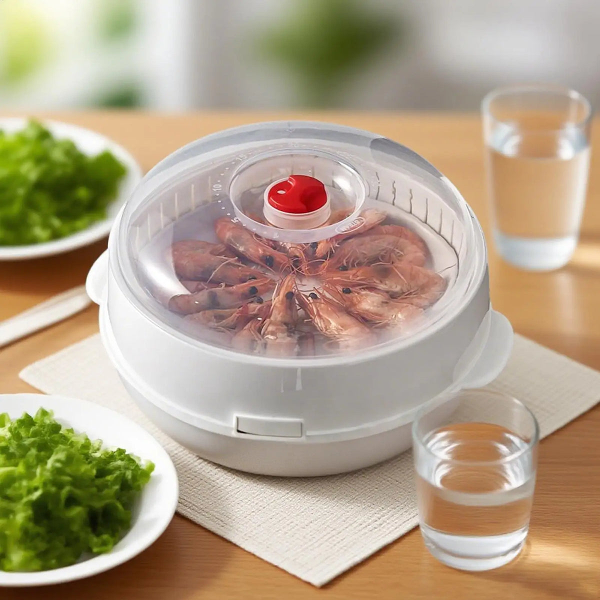 Large Capacity Microwave Food Steamer Box with Lid & Steam Vent Microwave Food Steamer Axl
