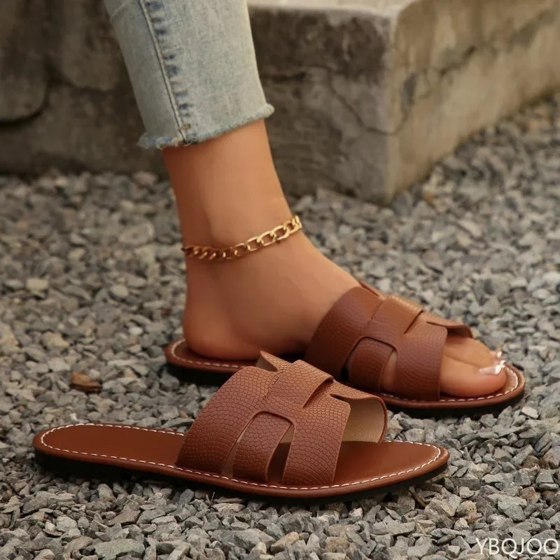 Women's Open Toe Flat Slippers – Casual Summer Sandals Flat Sandal Slippers Axl