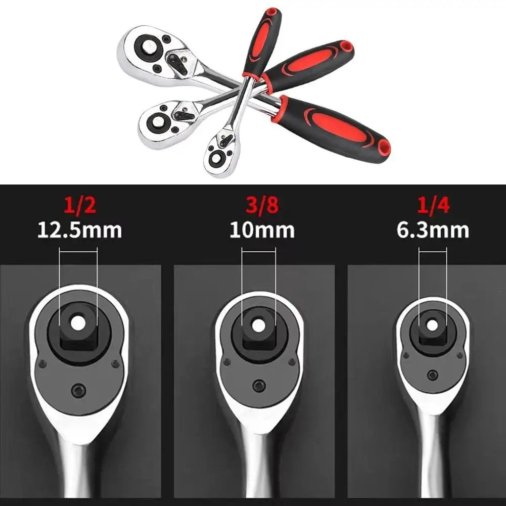 Quick Ratchet Wrench 1/4" 3/8" 1/2" Chrome Vanadium Steel Tool Ratchet Socket Wrench Axl