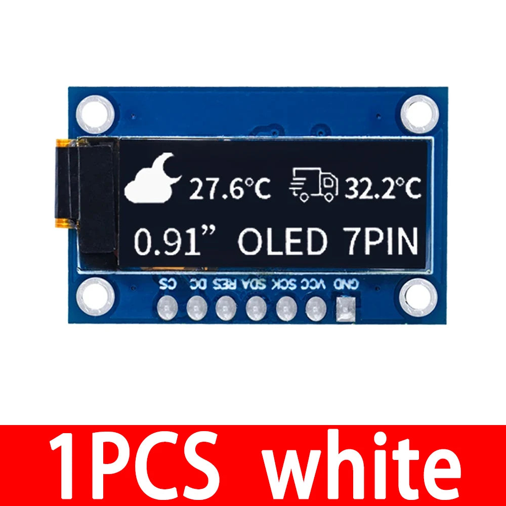 SSD1306 0.91" 128x32 SPI OLED Module for Arduino – White/Blue OLED Display Module Axl 1PCS white