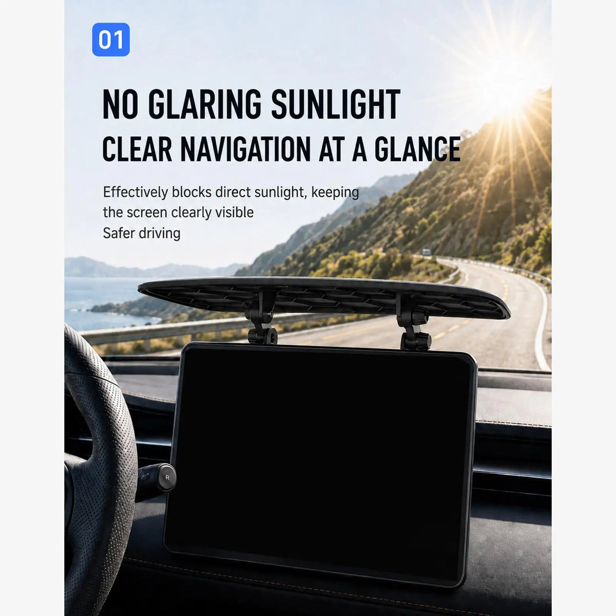 Car GPS Sun Shade – Anti-Glare Dashboard Screen Cover Dashboard Sun Shade Axl