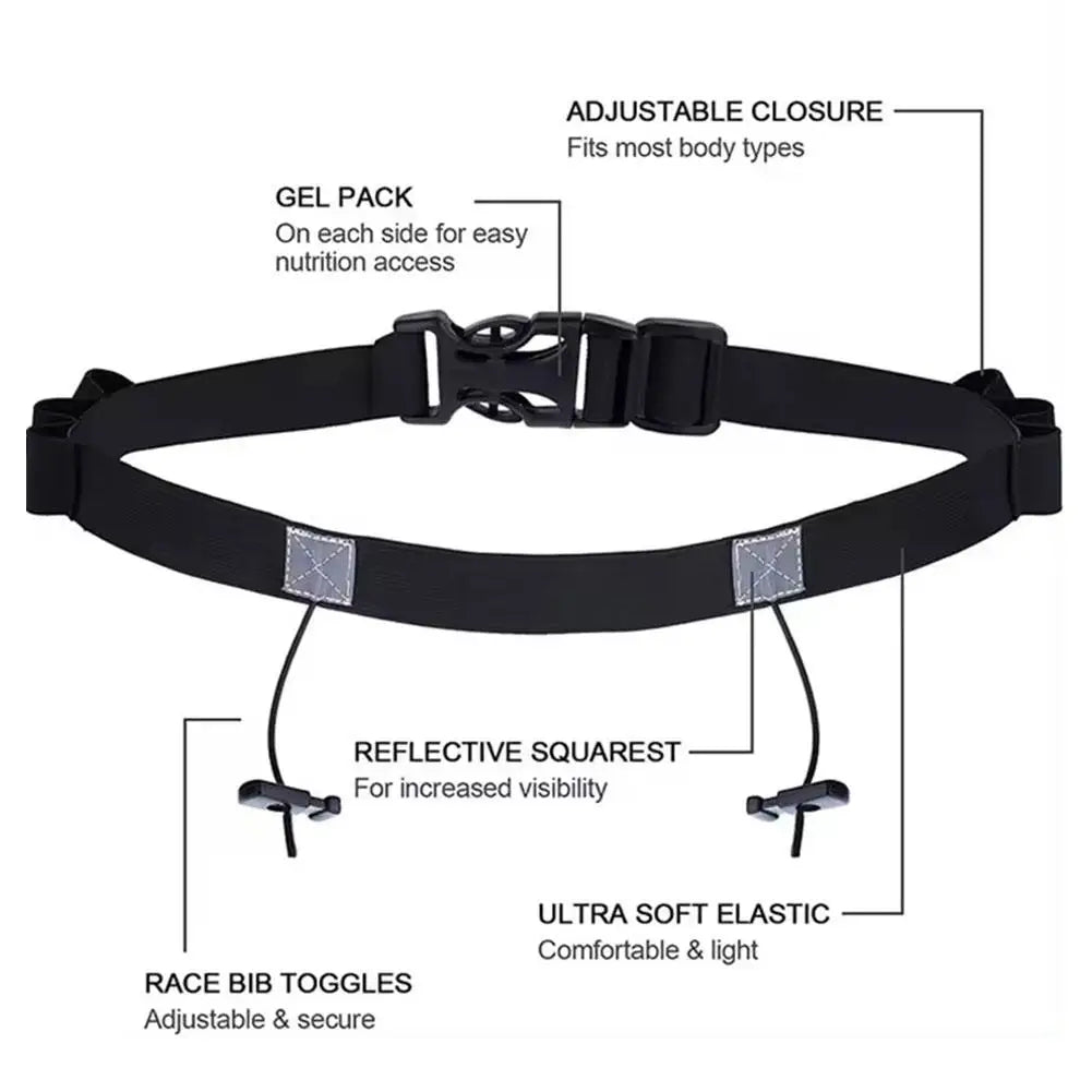 Race Number Belt – Adjustable Running Bib Holder for Triathlon Race Number Belt Axl