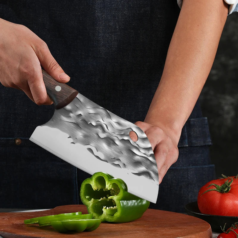 Forged Meat Cleaver Chef Knife – Stainless Steel Wooden Handle Meat Cleaver Knife Axl