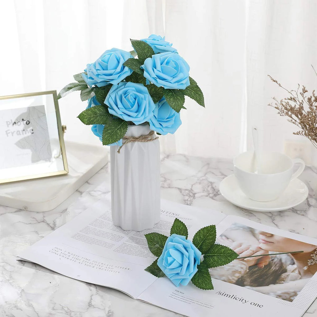 50 Pcs Artificial Rose Flowers with Stems – Wedding & Home Décor Artificial Flowers Axl
