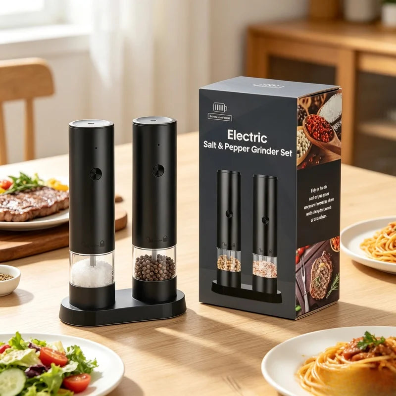 USB Rechargeable Electric Salt & Pepper Grinder | Adjustable Mill Electric Spice Grinder Axl