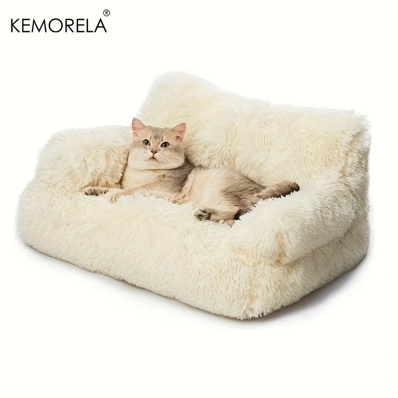 KEMORELA Luxury Long-Hair Cat Sofa Bed for Large Cats Cat Sofa Bed Axl Beige 55X38X18cm