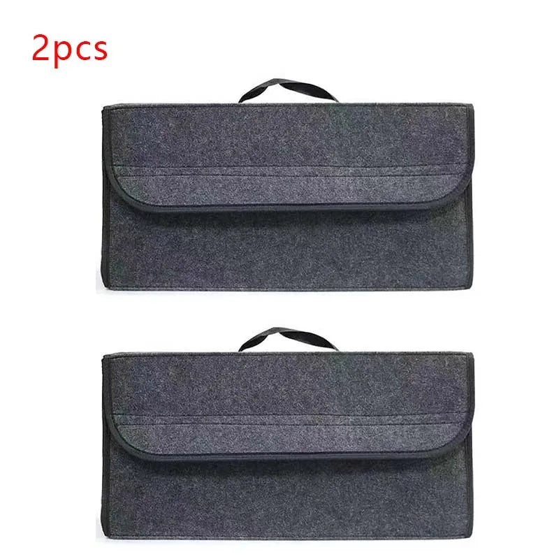 Large Soft Felt Car Trunk Organizer – Anti-Slip Boot Storage Bag Car Trunk Organizer Axl 2pcs Gray