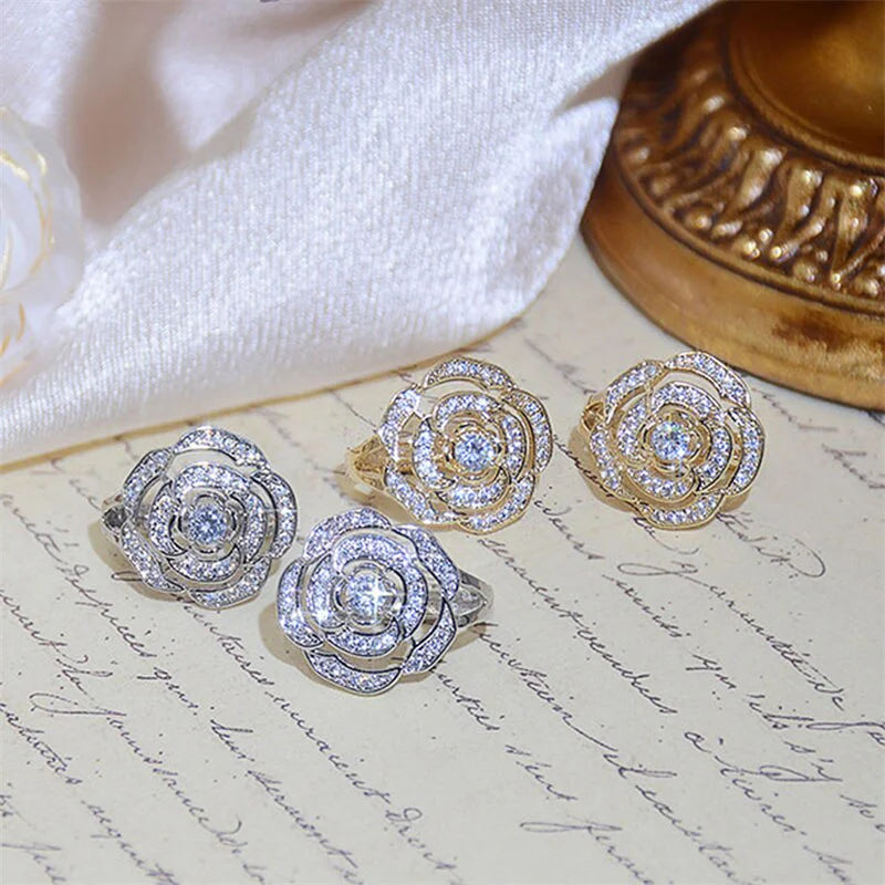 Huitan Flower Hoop Earrings – Cubic Zirconia Women's Jewellery Fashion Hoop Earrings Axl