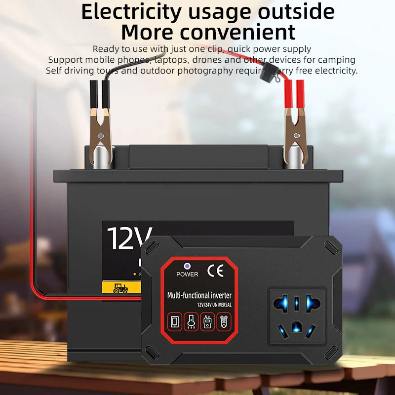 200W Car Power Inverter 12V/24V to 220V Portable Converter Car Power Inverter Axl