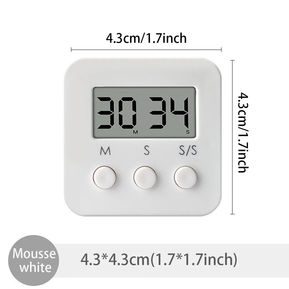 Digital LCD Kitchen Timer – Mute & Loud Alarm, 24-Hour Clock Digital Kitchen Timer Axl mousse white