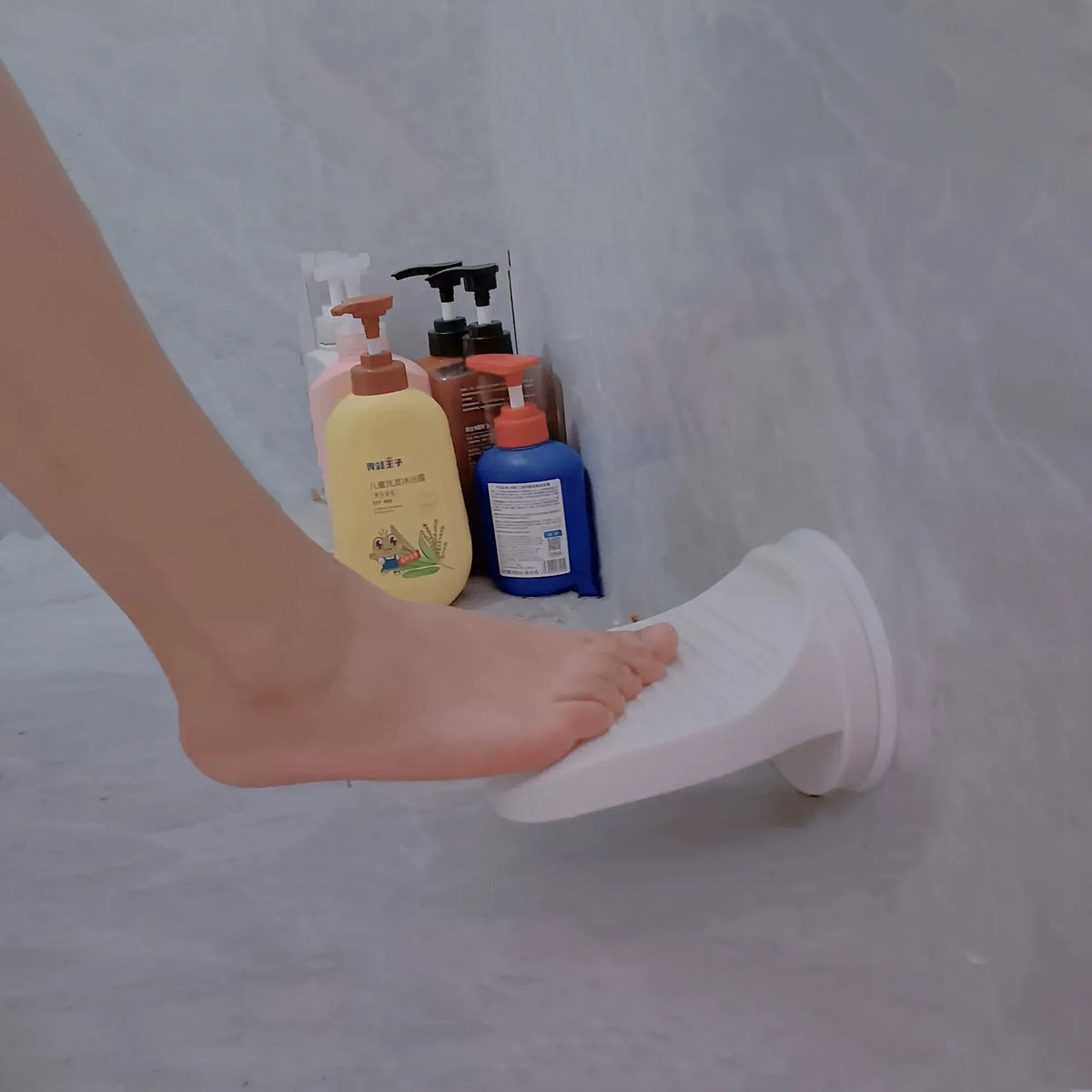 Wall-Mounted Shower Foot Rest – Suction Cup Shower Pedal Shower Foot Rest Axl
