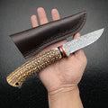 Fixed Blade Outdoor Knife – Bone Handle, Damascus, 58–60HRC D3 Fixed Blade Knife Axl Knife with cover