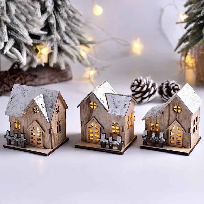 Christmas LED Wooden House Ornament – Festive Xmas Cabin Decor Christmas Ornament Axl