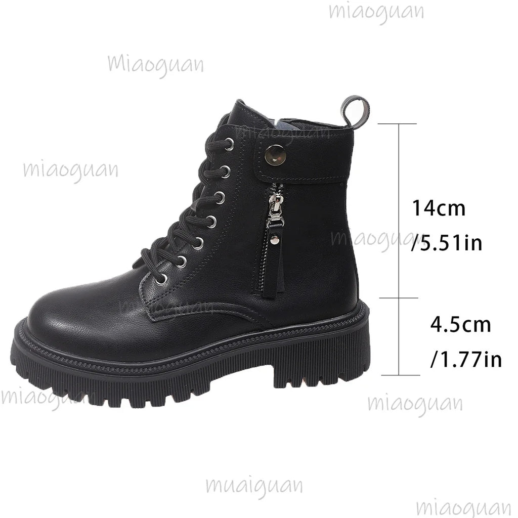 Women's Black Platform Ankle Boots – Zip Square Heel Platform Ankle Boots Axl