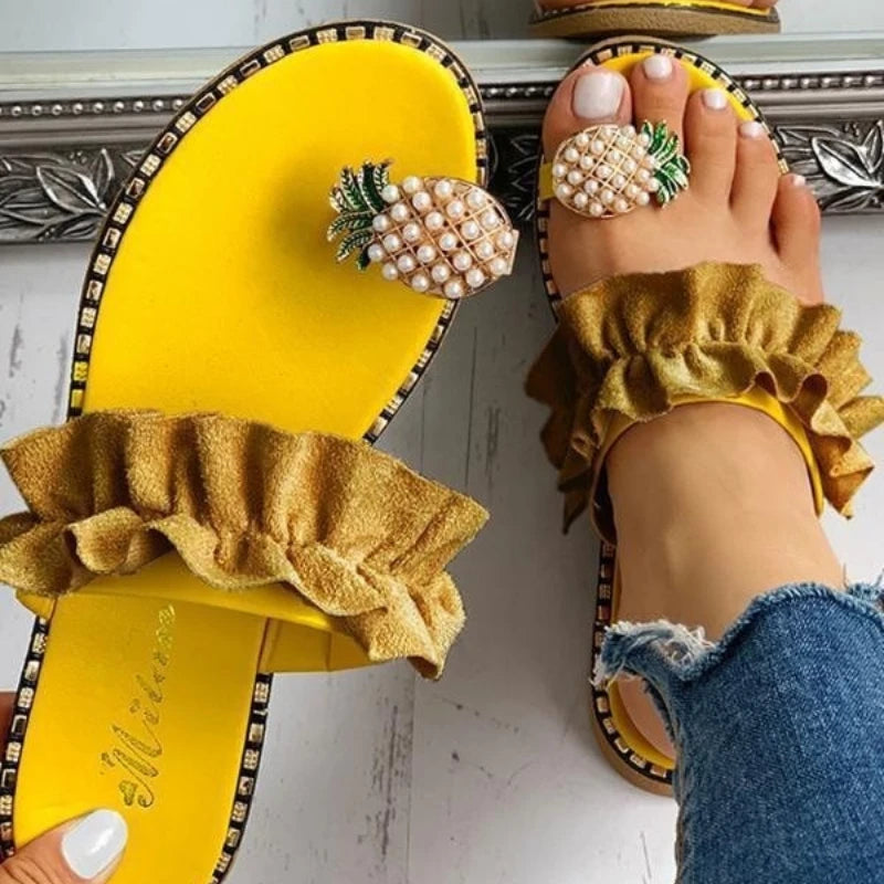Women's Bohemian Pearl Flat Sandals – Summer Beach Slippers Flat Beach Sandals Axl