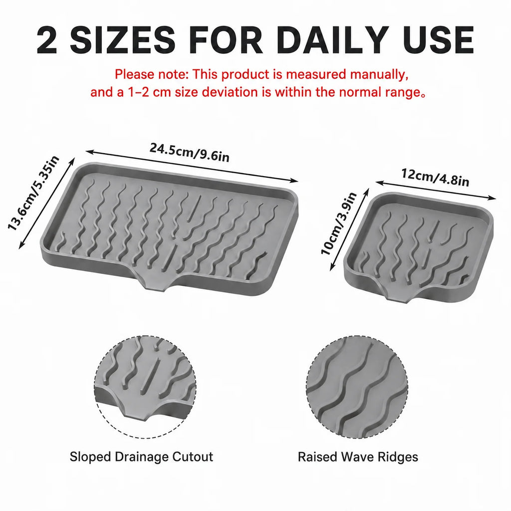 2-Pack Silicone Soap Dish Self-Draining Holder & Sponge Tray Soap Dish Set Axl