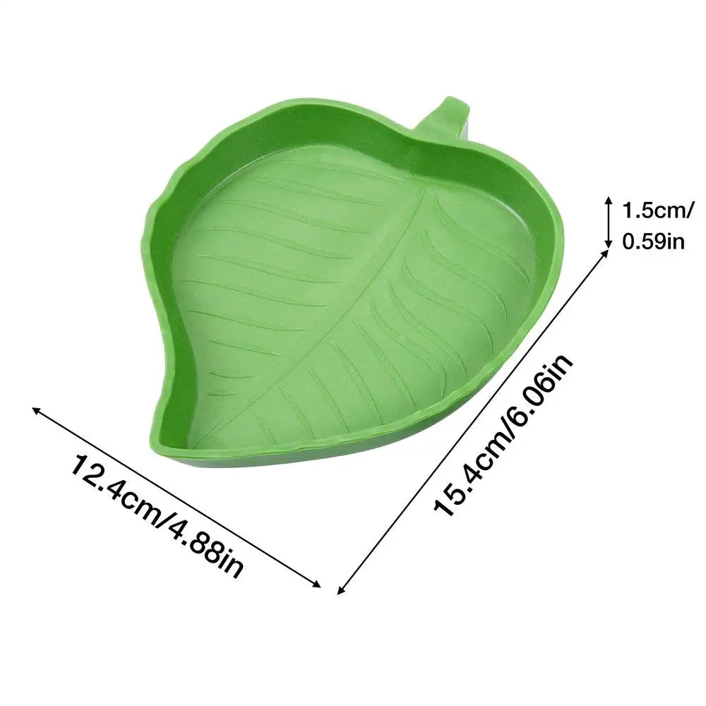 Leaf Shape Reptile Food & Water Bowl – Turtle, Lizard, Gecko Reptile Feeder Bowl Axl Green L