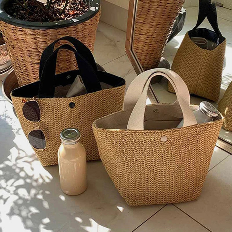 Women's Straw Woven Beach Tote Bag – Casual Shoulder Handbag Woven Tote Bag Axl