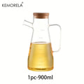 KEMORELA 900ml Glass Oil Bottle with Handle | PVC-Free Kitchen Glass Oil Dispenser Axl 1PCS