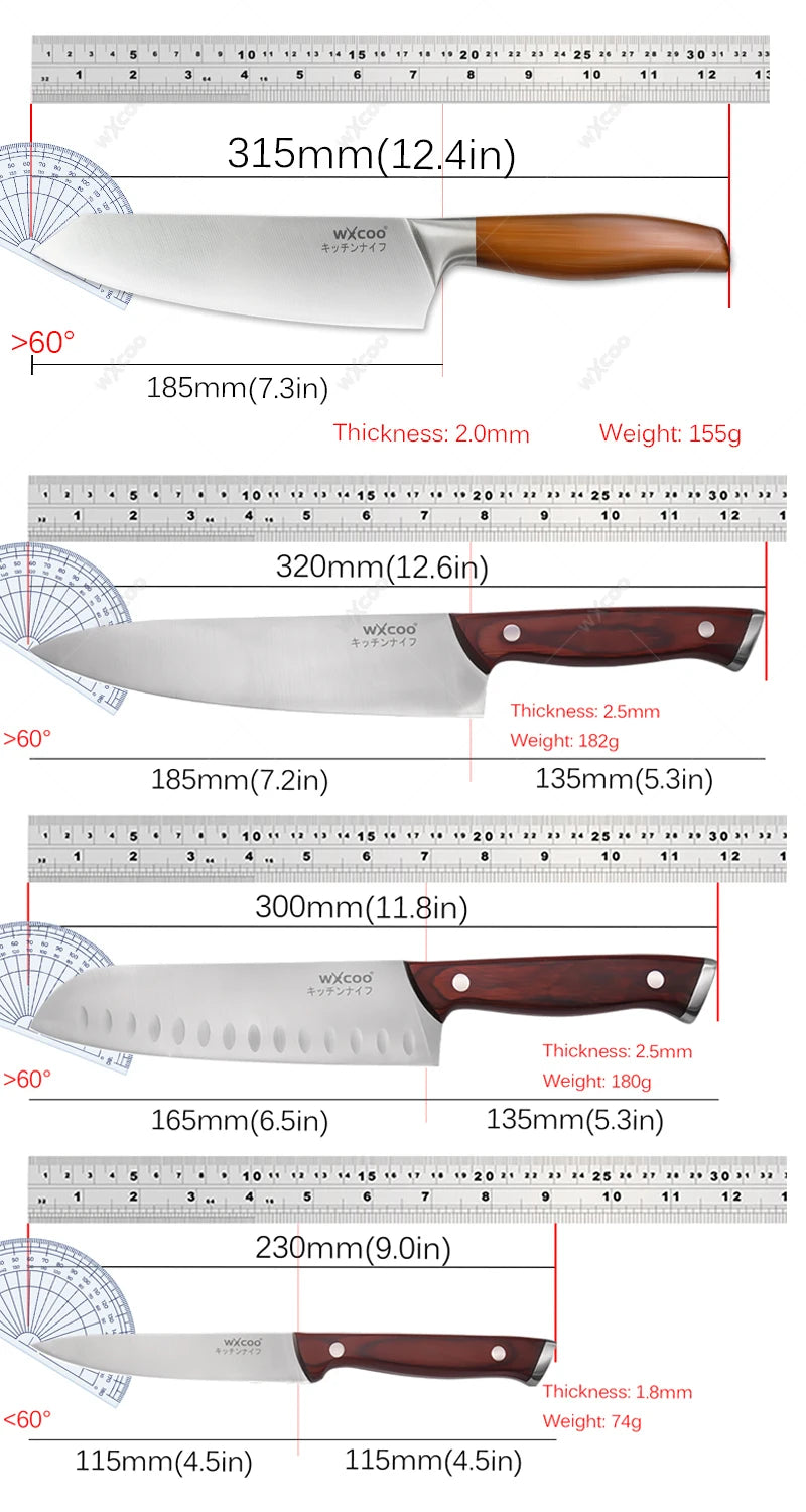 WXCOO Japanese Santoku Knife | Wooden Handle Kitchen Knife Kitchen Knife Axl