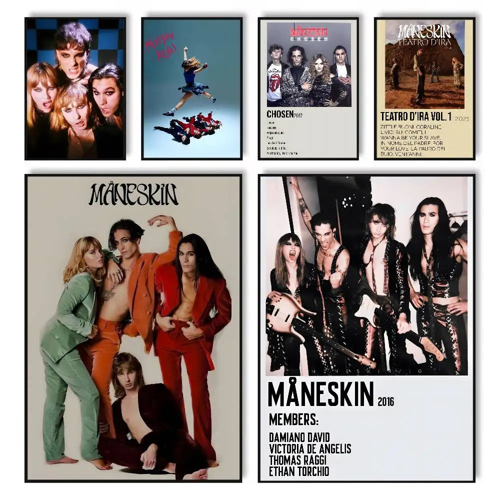 Måneskin Band HD Poster – Self-Adhesive Waterproof Wall Art Music Band Poster Axl